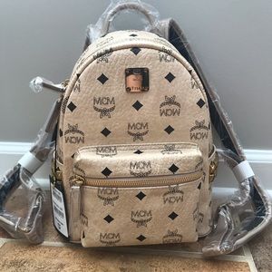 MCM Mini Stark Side Stud Coated Canvas Backpack